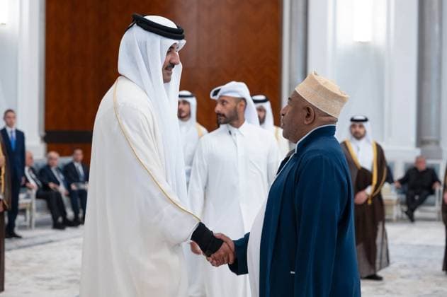 Qatar emir receives condolences at Lusail Palace Qatar s Emir Sheikh Tamim bin Hamad Al Thani receives delegations offering condolences following the death of former Emir Sheikh Hamad bin Khalifa Al Thani at Lusail Palace in Doha, Qatar, on July 14, 2026. The delegations included heads of state, official representatives, and senior officials paying their respects. Photo by Emiri Diwan Office apaimages Doha Doha Qatar 140726_Qatar_QPO_00(26) Copyright: xapaimagesxEmirixDiwanxOfficex xapaimagesx