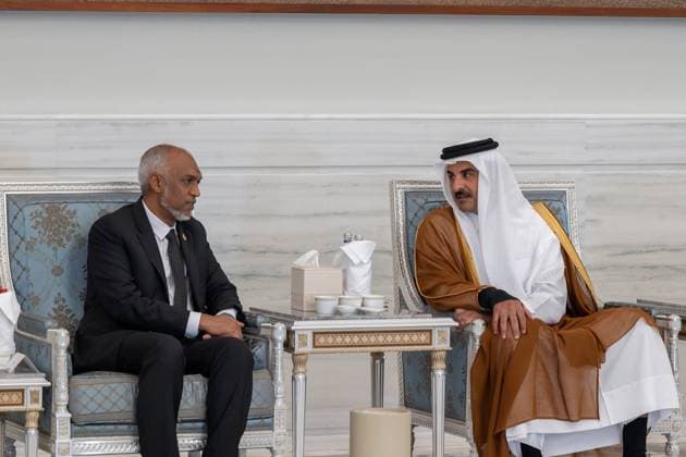 Qatar emir receives condolences at Lusail Palace Qatar s Emir Sheikh Tamim bin Hamad Al Thani receives delegations offering condolences following the death of former Emir Sheikh Hamad bin Khalifa Al Thani at Lusail Palace in Doha, Qatar, on July 14, 2026. The delegations included heads of state, official representatives, and senior officials paying their respects. Photo by Emiri Diwan Office apaimages Doha Doha Qatar 140726_Qatar_QPO_00(28) Copyright: xapaimagesxEmirixDiwanxOfficex xapaimagesx
