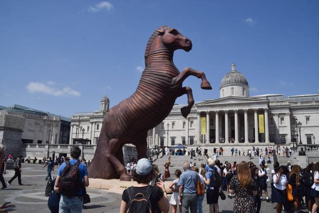 July 14, 2026, London, England, United Kingdom: A huge Trojan Horse has been installed in Trafalgar Square to promote The Odyssey, the latest film from director Christopher Nolan. London United Kingdom  - ZUMAv130 20260714_zip_v130_015 Copyright: xVukxValcicx