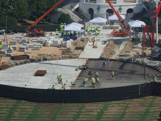 WASHINGTON, D.C. - JULY 14: View of the White House Helipad Construction on July 14, 2026 in Washington, D.C. Copyright: xmpi34x