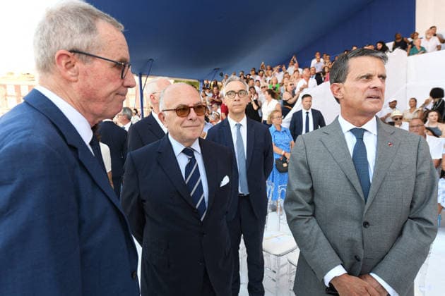 Commemoration of tenth anniversary of the Nice bombing Bernard Cazeneuve and Manuel Valls attend the ceremony to commemorate the tenth anniversary of the Nice truck-ramming attack on July 14, 2026 in Nice, France, which killed 86 people and injured 458 others on the Promenade des Anglais during the national holiday, marking the deadliest attack in Nice s history and the second deadliest in France under the Fifth Republic. Photo by Bruno Bebert Pool ABACAPRESS.COM Nice France  Copyright: xPool ABACAx
