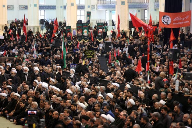 Memorial ceremony held in Tehran for former Iranian Leader Ali Khamenei TEHRAN, IRAN - JULY 14: (RESTRICTIONS: No Access Israel Media Persian Language TV Stations Outside Iran Strictly No Access BBC Persian VOA Persian Manoto TV Iran International TV) A memorial ceremony is held at the Imam Khomeini Mosalla Mosque for former Iranian leader Ali Khamenei, who lost their lives in a US-Israeli airstrike, with former Iranian President Mahmoud Ahmadinejad (not seen) attending the event, in Tehran, capital of Iran, on July 14, 2026. Fatemeh Bahrami Anadolu Tehran Iran. Editorial use only. Please get in touch for any other usage.  Copyright: x2026xAnadoluxFatemehxBahramix