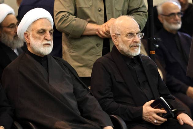 Memorial ceremony held in Tehran for former Iranian Leader Ali Khamenei TEHRAN, IRAN - JULY 14: (RESTRICTIONS: No Access Israel Media Persian Language TV Stations Outside Iran Strictly No Access BBC Persian VOA Persian Manoto TV Iran International TV) A memorial ceremony is held at the Imam Khomeini Mosalla Mosque for former Iranian leader Ali Khamenei, who lost their lives in a US-Israeli airstrike, with former Iranian President Mahmoud Ahmadinejad (not seen) attending the event, in Tehran, capital of Iran, on July 14, 2026. The ceremony was attended by Gholamhossein Mohseni Ejei, Head of the Iranian Judiciary (L), and Mohammad Baqir Qalibaf, Speaker of the Iranian Parliament (R). Fatemeh Bahrami Anadolu Tehran Iran. Editorial use only.  Copyright: x2026xAnadoluxFatemehxBahramix
