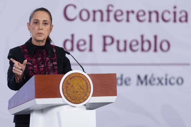 July 14, 2026, Mexico City, Mexico: Mexican President CLAUDIA SHEINBAUM PARDO led her daily morning press conference at the National Palace, where she and members of her security cabinet presented the governments monthly security report. Mexico City Mexico  - ZUMAl178 20260714_znp_l178_035 Copyright: xCristianxLeyvax