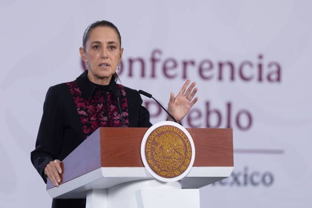 July 14, 2026, Mexico City, Mexico: Mexican President CLAUDIA SHEINBAUM PARDO led her daily morning press conference at the National Palace, where she and members of her security cabinet presented the governments monthly security report. Mexico City Mexico  - ZUMAl178 20260714_znp_l178_046 Copyright: xCristianxLeyvax