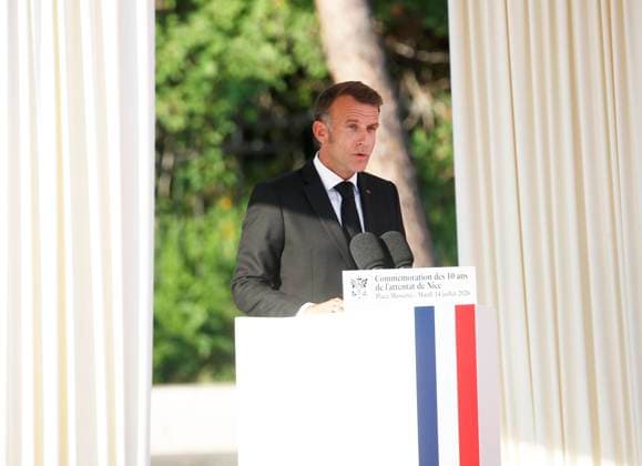 Nice Attack Memorial Ceremony PHOTOPQR NICE MATIN Dylan Meiffret Nice July 14, 2026 10 years later, a memorial ceremony honoring the victims of the July 14, 2016, attack in Nice. HERE: President Emmanuel Macron in Nice, July 14, 2026 – A memorial ceremony marking the 10th anniversary of the July 14, 2016, terrorist attack in Nice was held to honor the victims. Nice, France  Copyright: xPHOTOPQR NICExMATIN MAXPPPxDylanxMeiffretx 20260714NIM7169 20260714NIM7169