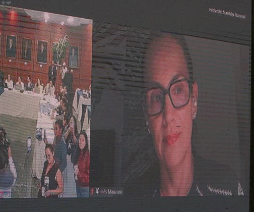 Quito, Tuesday, July 14, 2026: Meeting of the Oversight Committee to present evidence for the impeachment trial of former Minister Inés Manzano, who appeared remotely, in the Transito Amaguana Room. Photos: API, Rolando Enriquez, Quito, Pichincha, Ecuador, 20260714 233318 6a56a83292a84 1002131901 Copyright: xROLANDOxENRIQUEZx