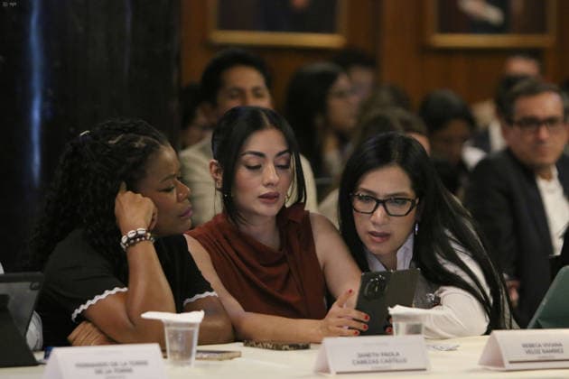 Quito, Tuesday, July 14, 2026: Meeting of the Oversight Committee to present evidence for the impeachment trial of former Minister Inés Manzano, who appeared via video conference in the Transito Amaguana Paola Cabezas Room, Viviana Veloz and Noemi Cabrera Photos: API Rolando Enriquez Quito, Pichincha, Ecuador 20260714 233325 6a56a8753a430 1002131879 Copyright: xROLANDOxENRIQUEZx