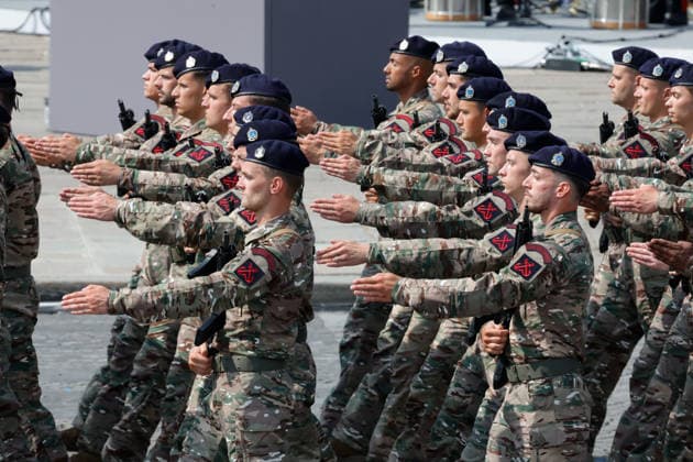 (260714) -- PARIS, July 14, 2026 -- Participants attend the annual Bastille Day military parade in Paris, France, on July 14, 2026. (Photo by Henri Szwarc Xinhua) FRANCE-PARIS-BASTILLE DAY-PARADE HengxLi¡¤shiwaci 