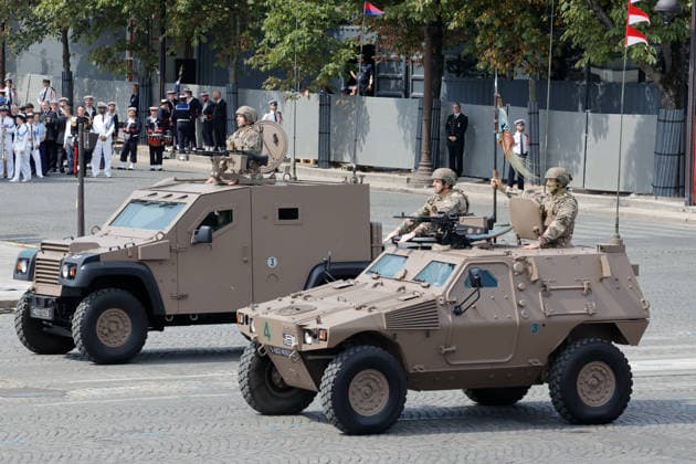 (260714) -- PARIS, July 14, 2026 -- Participants attend the annual Bastille Day military parade in Paris, France, on July 14, 2026. (Photo by Henri Szwarc Xinhua) FRANCE-PARIS-BASTILLE DAY-PARADE HengxLi¡¤shiwaci 