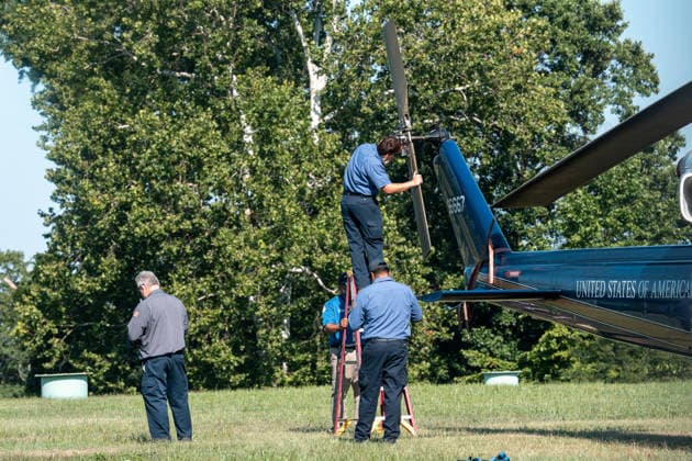 July 14, 2026, Washington, Dc, United States: Mechanics work on a helicopter from the US Air ForceÃ¢â‚¬â ¢s 1st Helicopter Squadron after it made a precautionary landing on an underground reservoir in Northwest Washington, D.C. on July 14, 2026. Washington United States - ZUMAl312 20260714_znp_l312_012 Copyright: xAndrewxLeydenx