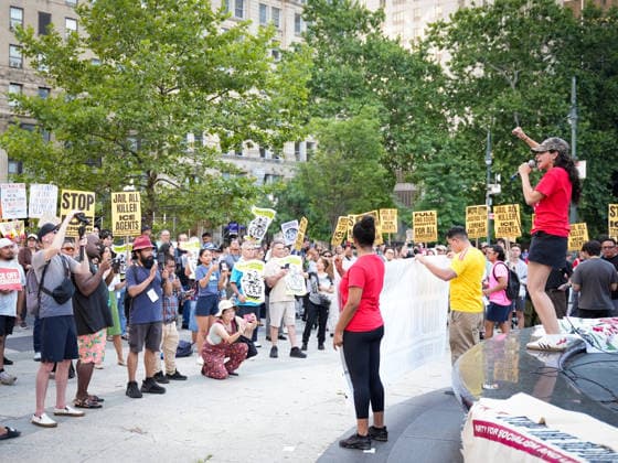 New York, NY July 14: Incoming U.S. Representative Brad Lander joins demonstrators at Foley Square in Lower Manhattan during a rally protesting two fatal shootings involving U.S. Immigration and Customs Enforcement (ICE) agents earlier this week on July 14, 2026. Credit: AdMedia USA  - ZUMAa123 20260714_zaa_a123_029 Copyright: xXavierxDiazx