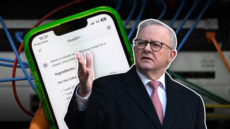 AI COMPOSITE, A composite created on Wednesday, July 15, 2026 featuring Prime Minister Anthony Albanese and a phone featuring AI applications. ( NO ARCHIVING Sydney New South Wales AUSTRALIA  Copyright: xSusiexDoddsx 20260715162003604712