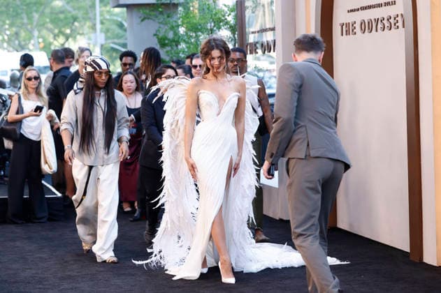 Zendaya arrives on the red carpet when Universal Pictures and Syncopy present the New York Premiere of The Odyssey at AMC Lincoln Square Theater on Tuesday, July 14, 2026 in New York City.  NYP20260714250 JOHNxANGELILLO