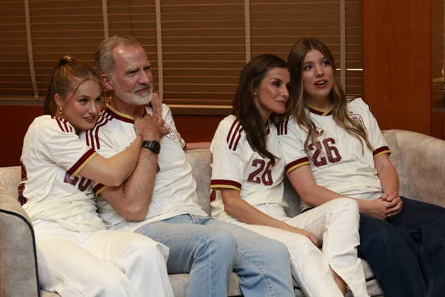 14-07-2026 Home Queen Letizia and King Felipe and Princess Leonor and Princess Sofia watching the FIFA footbal World Cup match between Spain and France in Barcelona, Spain. Spain won by 2-0. Â  Copyright: xPPEx
