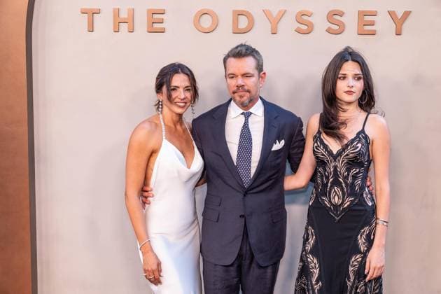 July 14, 2026, Bronx, New York, USA: Luciana Barroso, Matt Damon and Isabella Damon attend premiere of The Odyssey at AMC Lincoln Square in New York, NY on July 14, 2026. Bronx USA  - ZUMAr339 20260714_znp_r339_173 Copyright: xLevxRadinx