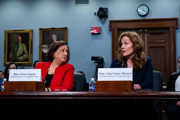 July 14, 2026, Washington, District Of Columbia, USA: Associate Justice of the Supreme Court Elena Kagan and Associate Justice of the Supreme Court Amy Coney Barrett testify before the US House Committee on Appropriations in Washington, DC, USA, on Tuesday, July 14, 2026 Washington USA - ZUMAs152 20260714_faa_s152_110 Copyright: xEmilyxAlffx