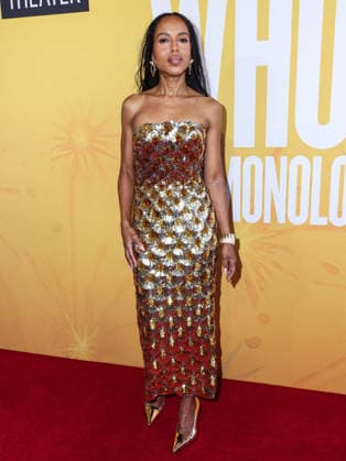 The Whoopi Monologues Opening Night MANHATTAN, NEW YORK CITY, NEW YORK, USA - JULY 13: Kerry Washington wearing an Oscar de la Renta Scallop Embroidered Midi Cocktail Dress, David Webb Furrow Cuff, David Webb Gothic Doorknocker Earrings and Jimmy Choo Ixia Mirrored Leather Pumps arrives at The Whoopi Monologues Opening Night held at the Mitzi E. Newhouse Theater at the Lincoln Center Theater at the Lincoln Center for the Performing Arts on July 13, 2026 in Manhattan, New York City, New York, United States. New York City Mitzi E. Newhouse Theater at the Lincoln Center Theater at the Lincoln Center for the Performing Arts New York United States Copyright: xImagexPressxAgencyx