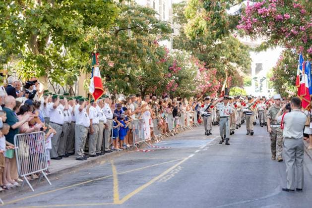 French National Day Celebration - Calvi French National Day celebration in Calvi, Corsica, France on July 14, 2026, in the presence of the city s mayor, Ange Santini, and numerous members of the 2nd Foreign Parachute Regiment of Calvi, who paraded on Boulevard Wilson in front of hundreds of spectators after a moment of reflection and the awarding of decorations in front of the war memorial. Photo by Shootpix ABACAPRESS.COM Calvi Corsica France  Copyright: xShootpix ABACAx