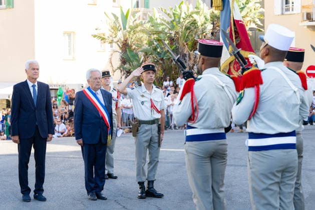 French National Day Celebration - Calvi French National Day celebration in Calvi, Corsica, France on July 14, 2026, in the presence of the city s mayor, Ange Santini, and numerous members of the 2nd Foreign Parachute Regiment of Calvi, who paraded on Boulevard Wilson in front of hundreds of spectators after a moment of reflection and the awarding of decorations in front of the war memorial. Photo by Shootpix ABACAPRESS.COM Calvi Corsica France  Copyright: xShootpix ABACAx