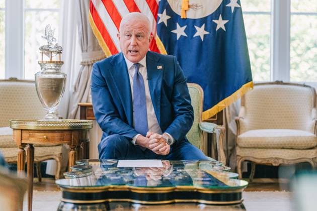 US ambassador to Belgium Bill White delivers a speech at a press conference regarding his audience with King Philippe and his ongoing efforts in Belgium to strengthen relations between the United States and Belgium on Wednesday 15 July 2026, in Brussels.  EMILExWINDAL 181178121