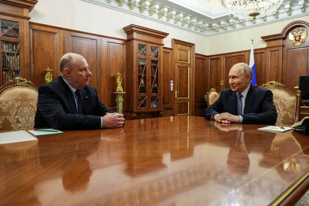 RUSSIA, MOSCOW - JULY 15, 2026: Vladimir Potanin (L), MMC Norilsk Nickel President, and Vladimir Putin, President of Russia, hold a meeting at the Moscow Kremlin Moscow Russia  - ZUMAt113 20260715_zaa_t113_110 Copyright: xGavriilxGrigorovx