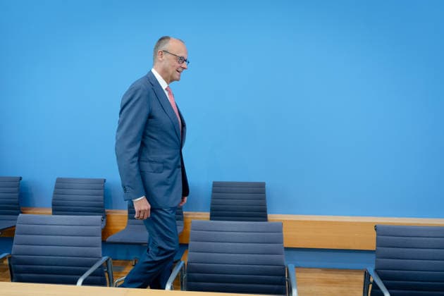 Sommerpressekonferenz, Bundeskanzler, Friedrich Merz Berlin, Bundespressekonferenz, BPK, Sommerpressekonferenz, Bundeskanzler, Friedrich Merz Berlin Berlin GER *** Summer Press Conference, Federal Chancellor, Friedrich Merz, Berlin, Federal Press Conference, BPK, Summer Press Conference, Federal Chancellor, Friedrich Merz, Berlin, Berlin, GER