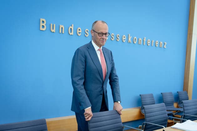Sommerpressekonferenz, Bundeskanzler, Friedrich Merz Berlin, Bundespressekonferenz, BPK, Sommerpressekonferenz, Bundeskanzler, Friedrich Merz Berlin Berlin GER *** Summer Press Conference, Federal Chancellor, Friedrich Merz, Berlin, Federal Press Conference, BPK, Summer Press Conference, Federal Chancellor, Friedrich Merz, Berlin, Berlin, GER