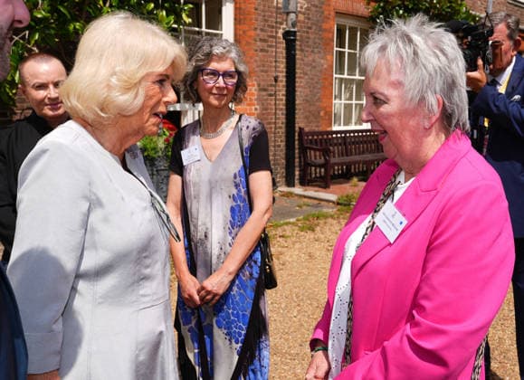 Royal Osteoporosis Society reception Queen Camilla, President of the Royal Osteoporosis Society, speaks with volunteer Annette Browne at a reception to mark 40 years of the charity, at Clarence House, London. The Queen has championed the work of the Royal Osteoporosis Society since 1994, after seeing her own mother suffering with the disease, which resulted in her early death at the age of 72. Picture date: Wednesday July 15, 2026., Credit:Aaron Chown PA ROTA - B68 Avalon UK, London  Copyright: xAaronxChownx xPAxROTAx-xB68x xAvalonx 1116687515