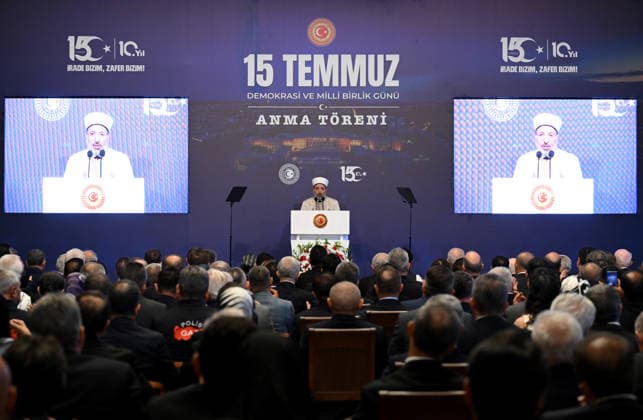 Turkish President Recep Tayyip Erdogan ANKARA, TURKIYE - JULY 15: Turkish President of Religious Affairs Safi Arpagus delivers a prayer during the July 15 Democracy and National Unity Day commemoration program at the Grand National Assembly of Turkiye in Ankara, Turkiye, on July 15, 2026. Rasit Aydogan Anadolu Ankara Turkey. Editorial use only. Please get in touch for any other usage.  Copyright: x2026xAnadoluxRasitxAydoganx