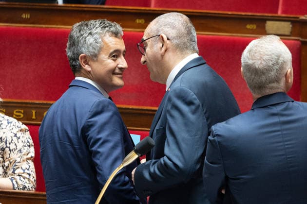 Questions to the government at the National Assembly - Paris French Minister of Justice Gerald Darmanin, French Minister of the Interior Laurent Nunez during a session of questions to the government at The National Assembly, French lower house of parliament in Paris on July 15, 2026. Photo by Raphael Lafargue ABACAPRESS.COM Paris France  Copyright: xLafarguexRaphael ABACAx