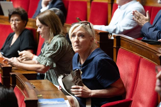 Questions to the government at the National Assembly - Paris French deputy and president of Le Rassemblement National RN far right parliamentary group Marine Le Pen during a session of questions to the government at The National Assembly, French lower house of parliament in Paris on July 15, 2026. Photo by Raphael Lafargue ABACAPRESS.COM Paris France  Copyright: xLafarguexRaphael ABACAx