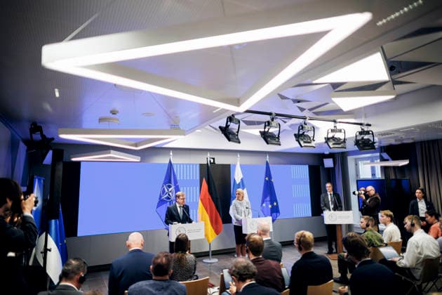 Johann Wadephul (CDU), Bundesaussenminister, trifft Elina Valtonen, Aussenministerin der Republik Finnland. Helsinki, 15.07.2026. Fotografiert im Auftrag des Auswaertigen Amtes Helsinki Finnland *** Johann Wadephul (CDU), Federal Minister of Foreign Affairs, meets with Elina Valtonen, Minister of Foreign Affairs of the Republic of Finland. Helsinki, July 15, 2026. Photographed on behalf of the Federal Foreign Office. Helsinki, Finland Copyright: xThomasxTrutschel AAx