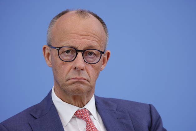 Bundeskanzler Friedrich Merz, Deutschland, Berlin, Bundespressekonferenz, Thema: Aktuelle Themen der Innen- und Außenpolitik *** Chancellor Friedrich Merz, Germany, Berlin, Federal Press Conference, Topic: Current Issues in Domestic and Foreign Policy