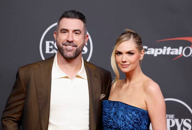 Kate Upton and Justin Verlander arrive on the red carpet at the 2026 ESPY Awards at David H. Koch Theater at Lincoln Center on Wednesday, July 15, 2026 in New York City.  NYP20260715133 JOHNxANGELILLO