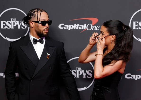 Jalen Brunson and Ali Marks arrive on the red carpet at the 2026 ESPY Awards at David H. Koch Theater at Lincoln Center on Wednesday, July 15, 2026 in New York City.  NYP20260715139 JOHNxANGELILLO