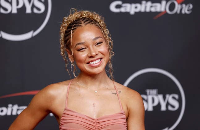 Jordyn Woods arrives on the red carpet at the 2026 ESPY Awards at David H. Koch Theater at Lincoln Center on Wednesday, July 15, 2026 in New York City.  NYP20260715152 JOHNxANGELILLO