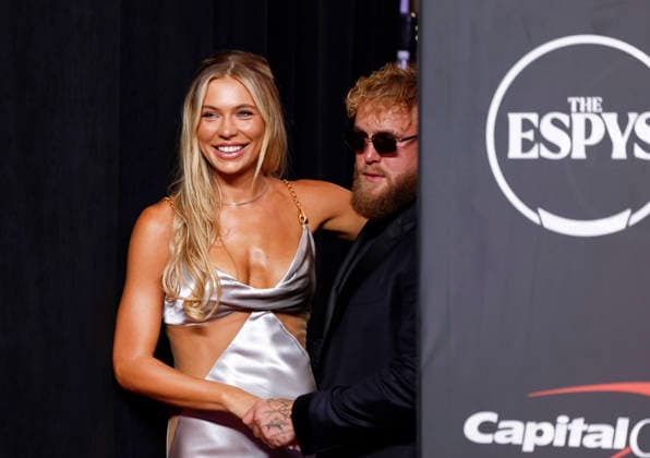 Jutta Leerdam and Jake Paul arrives on the red carpet at the 2026 ESPY Awards at David H. Koch Theater at Lincoln Center on Wednesday, July 15, 2026 in New York City.  NYP20260715150 JOHNxANGELILLO