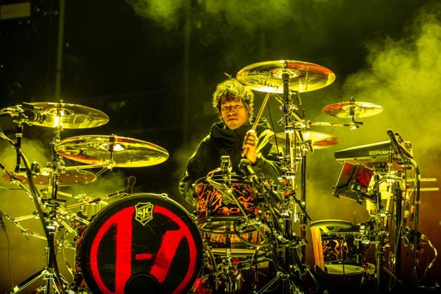 Drummer Josh Dun of American duo Twenty One Pilots performs at the music festival Colours of Ostrava on July 15, 2026, in Ostrava, Czech Republic. (CTKxPhoto VladimirxPrycek) CTKPhotoP2026071508734  CTKPhotoP2026071508734