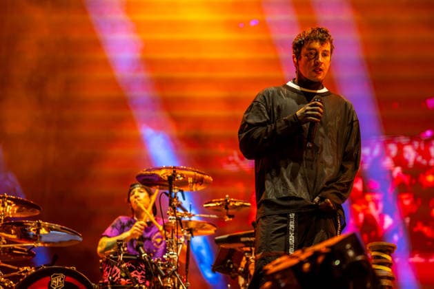 Singer Tyler Joseph, right, and drummer Josh Dun of American duo Twenty One Pilots perform at the music festival Colours of Ostrava on July 15, 2026, in Ostrava, Czech Republic. (CTKxPhoto VladimirxPrycek) CTKPhotoP2026071509094  CTKPhotoP2026071509094