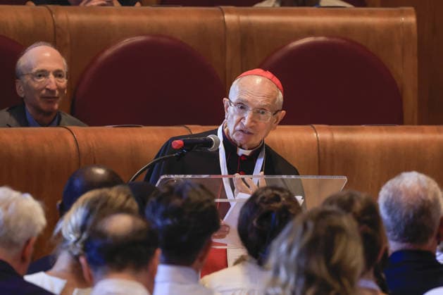 Global Nobel Laureates Assembly on Artificial Intelligence and Nuclear War in Rome ROME, ITALY - JULY 16: Cardinal Silvano Maria Tomasi speaks during the last day of the Global Nobel Laureates Assembly on Artificial Intelligence and Nuclear War at the Capitoline Hill in Rome, Italy, on July 16, 2026. Riccardo De Luca Anadolu Rome Italy. Editorial use only. Please get in touch for any other usage.  Copyright: x2026xAnadoluxRiccardoxDexLucax