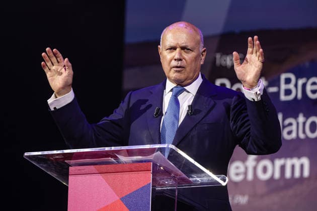 CPAC Great Britain at InterContinental Hotel, London, UK 16 July 2026 MP and former Conservative Party Leader Sir Iain Duncan-Smith speaks at CPAC Great Britain at the InterContinental Hotel, North Greenwich, London, UK, on 16 July 2026. CPAC Great Britain, chaired by former Prime Minister Liz Truss and running from 16 to 18 July 2026, is the inaugural UK edition of the Conservative Political Action Conference, bringing together right-of-centre politicians, activists and thinkers from the UK, Europe and the United States under the banner of sovereignty, liberty and free enterprise., Credit:Pete Speller Avalon UK, London, London, UK  Copyright: xPetexSpellerx xAvalonx 1116857427