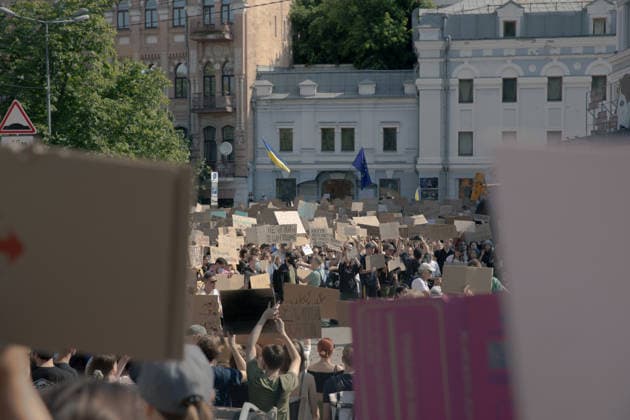 Ukrainians protest in Kyiv following the dismissal of Defence Minister Mykhailo Fedorov. The previous day, President Volodymyr Zelensky announced the removal of the widely popular minister as part of a broader cabinet reshuffle. - 16 07 2026 - Ukraine Kyiv Oblast Kyiv () -  LouisxLemaire-Sicrex xLexPictorium LePictorium_0339095