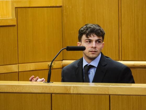 July 16, 2026, Clearwater, Florida, USA: Stuart Beck takes the stand and testifies in his murder trial at the Pinellas County Justice Center on Thursday, July 16, 2026 in Clearwater. Beck is on trial for shooting and killed Michael Conrad. Clearwater USA - ZUMAs70_ 20260716_zan_s70_012 Copyright: xDirkxShaddx