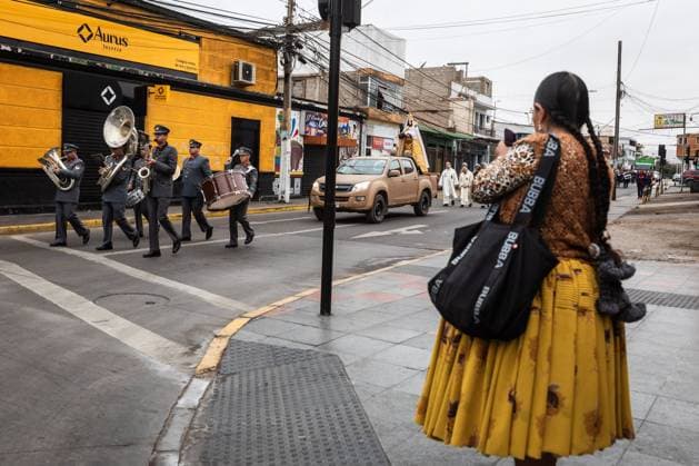 July 16, 2026, Arica, Chile: ARICA, CHILE Ã¢â‚¬ JULY 2026: Chilean soldiers carry an image of the Virgen del Carmen from the foot of the steps into San Marcos Cathedral, where it will remain for worshippers to venerate over the following days, while a Catholic priest looks on. This year marks 100 years since the Church crowned the Virgen del Carmen, Patroness of Chile. Ibar Silva JNA Press. Arica Chile - ZUMAq101 20260716_zna_q101_059 Copyright: xIbarxFelipexSilvaxCanalesx