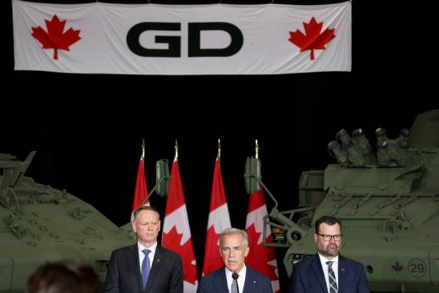 July 16, 2026, London, On, Canada: Prime Minister Mark Carney speaks during a visit to General Dynamics in London, Ont., on Thursday, July 16, 2026. London Canada  - ZUMAc35_ 20260716_zaf_c35_047 Copyright: xNeox