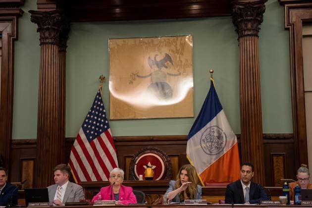 July 16, 2026, New York, New York, USA: The City Council held a hearing to consider a bill, known as RomanchÃ¢â‚¬â ¢s Law, that would phase out and eventually ban horse-drawn carriages...The bill is named after the 18-year-old tourist from India who was killed last month when he was thrown from a runaway carriage in Central Park after the horse was spooked. New York USA  - ZUMAs142 20260716_fap_s142_021 Copyright: xNancyxSieselx