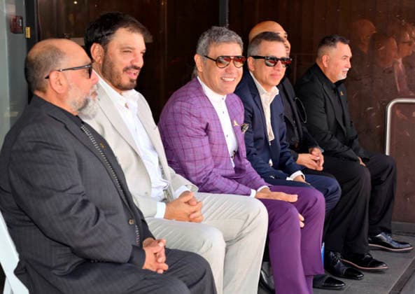 Intocable band members (L-R), Johnny Lee Rosas, Rene Martinez, Ricardo Munoz, Alejandro Gulmar, Feliz Salinas and Sergio Serna attend their Hollywood Walk of Fame star ceremony honoring the band with the 2,852nd star on the Hollywood Walk of Fame in Los Angeles on Thursday, July 16, 2026.  LAP2026071605 JIMxRUYMEN