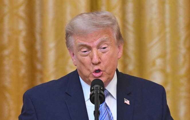 President Donald Trump delivers a prime-time address to the nation from the East Room of the White House in Washington DC on Thursday, July 16, 2026. The president was expected to discuss election security and voting machines. Pool photo by Saul Loeb  WAX20260716912 SAULxLOEB