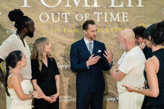 Pompeii: Out Of Time Premiere - Arrivals (L to R) Theo Ogundipe, Madeleine Walker, Tom Hiddleston, Barry Aird, Frankie Treadaway and Buket Komur attend the Pompeii: Out Of Time Premiere at The British Museum on July 16, 2026 in London, England., Credit:Lounis Tiar Avalon United Kingdom, London, Bristish Museum  Copyright: xLounisxTiarx xAvalonx 1116933779